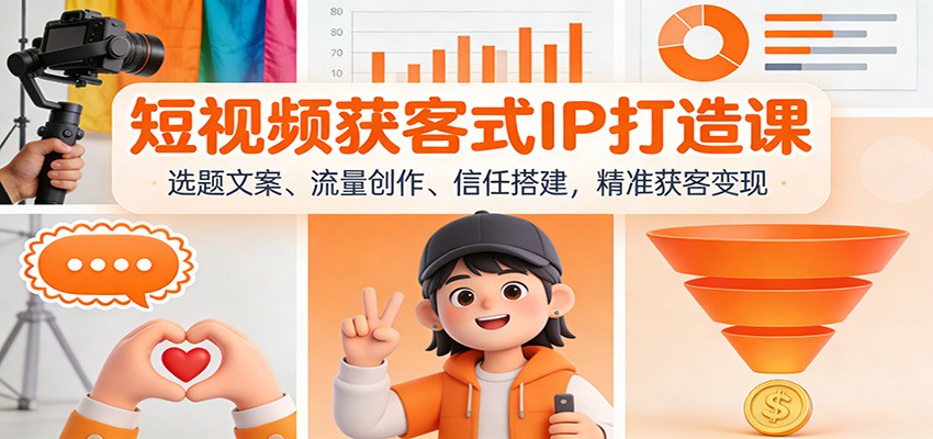 短视频获客式IP打造课：选题文案、流量创作、信任搭建，精准获客变现-百货大全