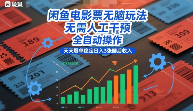 闲鱼电影票无脑玩法，无需人工干预，全自动操作，天天爆单稳定日入3张睡后收入【揭秘】-百货大全
