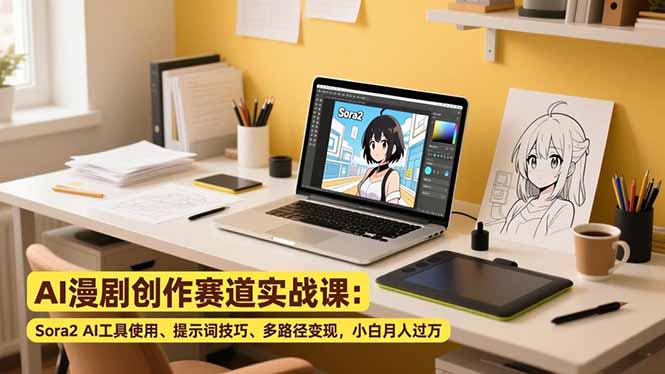 AI漫剧创作赛道实战课：Sora2 AI工具使用、提示词技巧、多路径变现，小白月入过万-百货大全