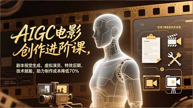 AIGC电影创作进阶课，剧本视觉生成、虚拟演员、特效后期，技术赋能，助力制作成本降低70%-百货大全