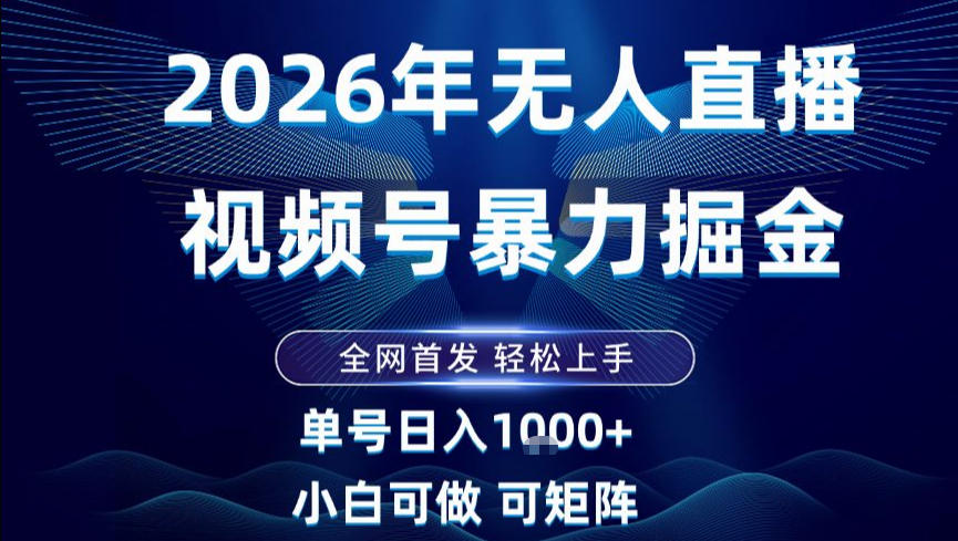 2026最新视频号无人直播掘金，全网首发，小白可以玩，长期稳定日入1k+【揭秘】-百货大全