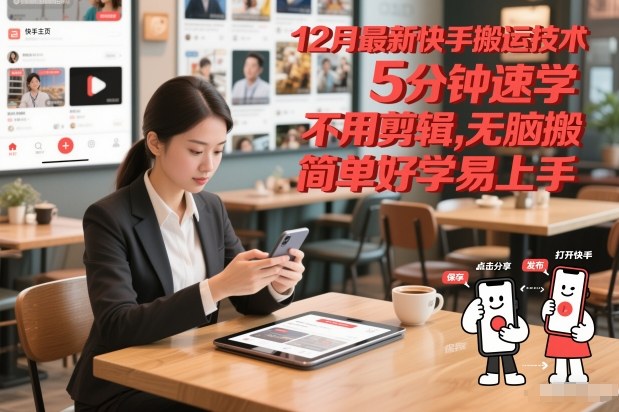 12月最新快手搬运技术，5分钟速学，不用剪辑无脑搬，简单好学易上手-百货大全