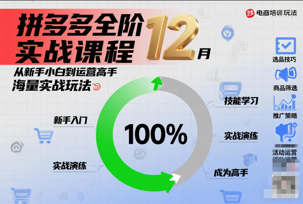 拼多多全阶实战课程12月，从新手小白到运营高手，海量实战玩法-百货大全