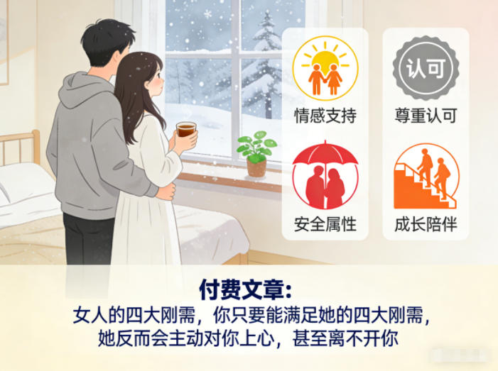 付费文章：女人的四大刚需，你只要能满足她的四大刚需，她反而会主动对你上心，甚至离不开你-百货大全