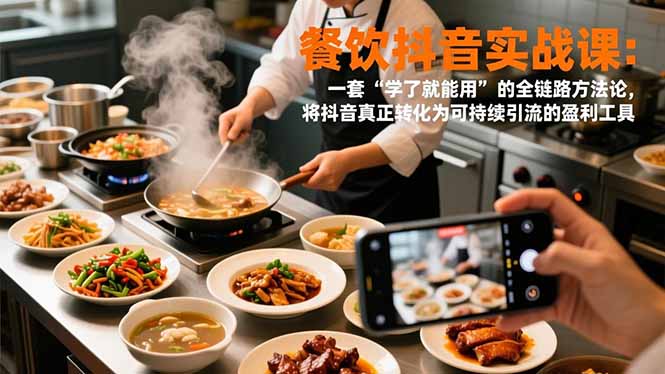 餐饮抖音实战课：一套“学了就能用”的全链路方法论，将抖音真正转化为可持续引流的盈利工具-百货大全