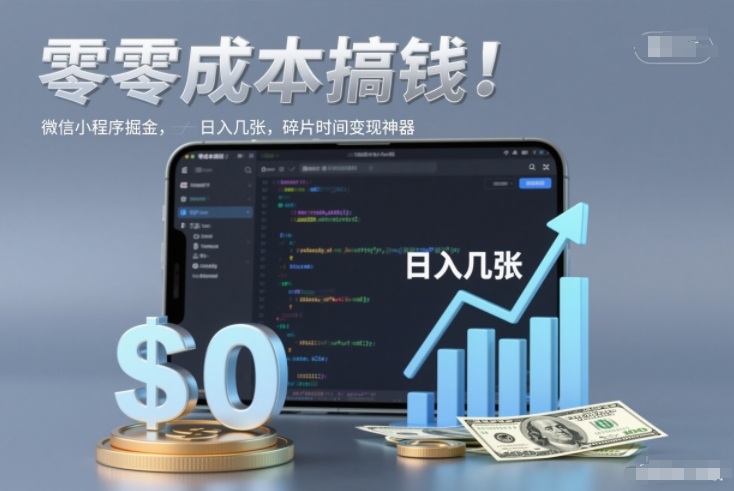 零成本搞钱，微信小程序掘金，简单易操作，日入几张，碎片时间变现神器【揭秘】-百货大全