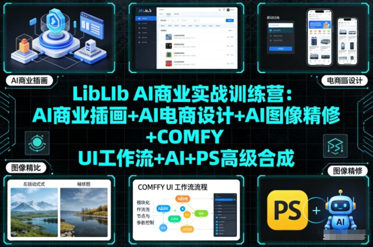 LibLIb AI商业实战训练营：AI商业插画+AI电商设计+AI图像精修+COMFY UI工作流+AI+PS高级合成-百货大全