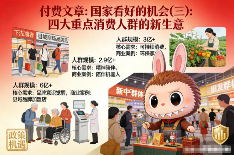 付费文章：国家看好的机会(三)：四大重点消 费人群的新生意-百货大全