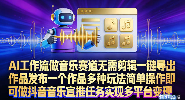 AI工作流做音乐赛道，无需剪辑，一键导出作品发布，一个作品多种玩法，简单操作即可做抖音音乐宣推任务-百货大全