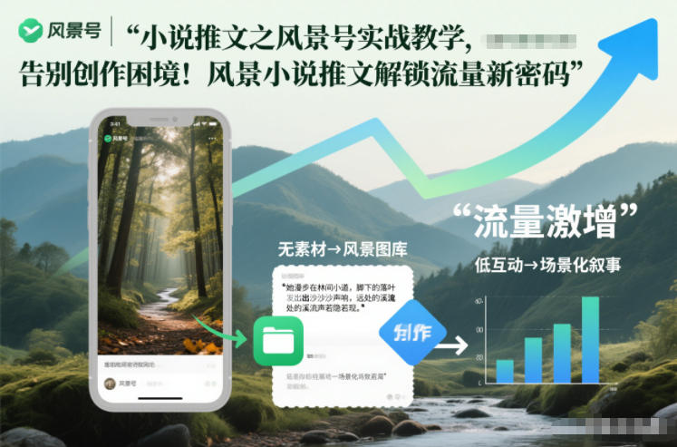 小说推文之风景号实战教学，告别创作困境！风景小说推文解锁流量新密码-百货大全