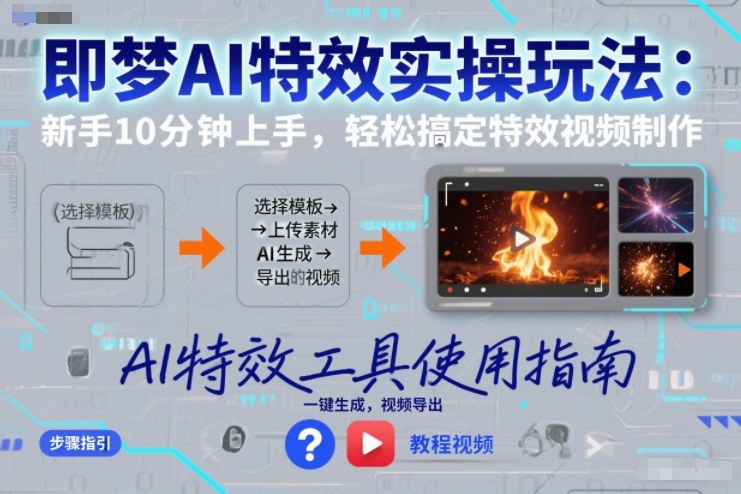 即梦AI特效实操玩法：新手10分钟上手，轻松搞定特效视频制作-百货大全