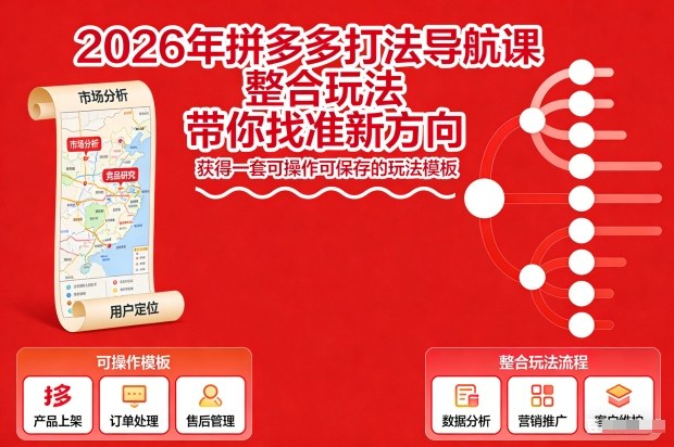 2026年拼多多打法导航课，整合玩法，带你找准新方向，获得一套可操作可保存的玩法模板-百货大全
