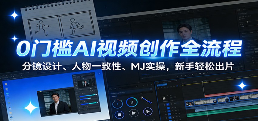 0门槛AI视频创作全流程：分镜设计、人物一致性、MJ实操，新手轻松出片-百货大全