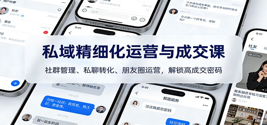 私域精细化运营与成交课：社群管理、私聊转化、朋友圈运营，解锁高成交密码-百货大全