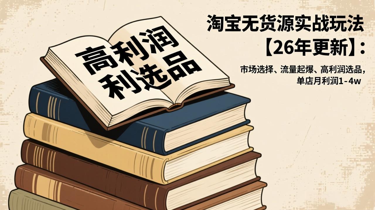 淘宝无货源实战玩法【26年更新】：市场选择、流量起爆、高利润选品，单店月利润1-4w-百货大全