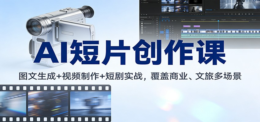 AI短片创作课：图文生成+ 视频制作+短剧实战，覆盖商业、 文旅多场景-百货大全