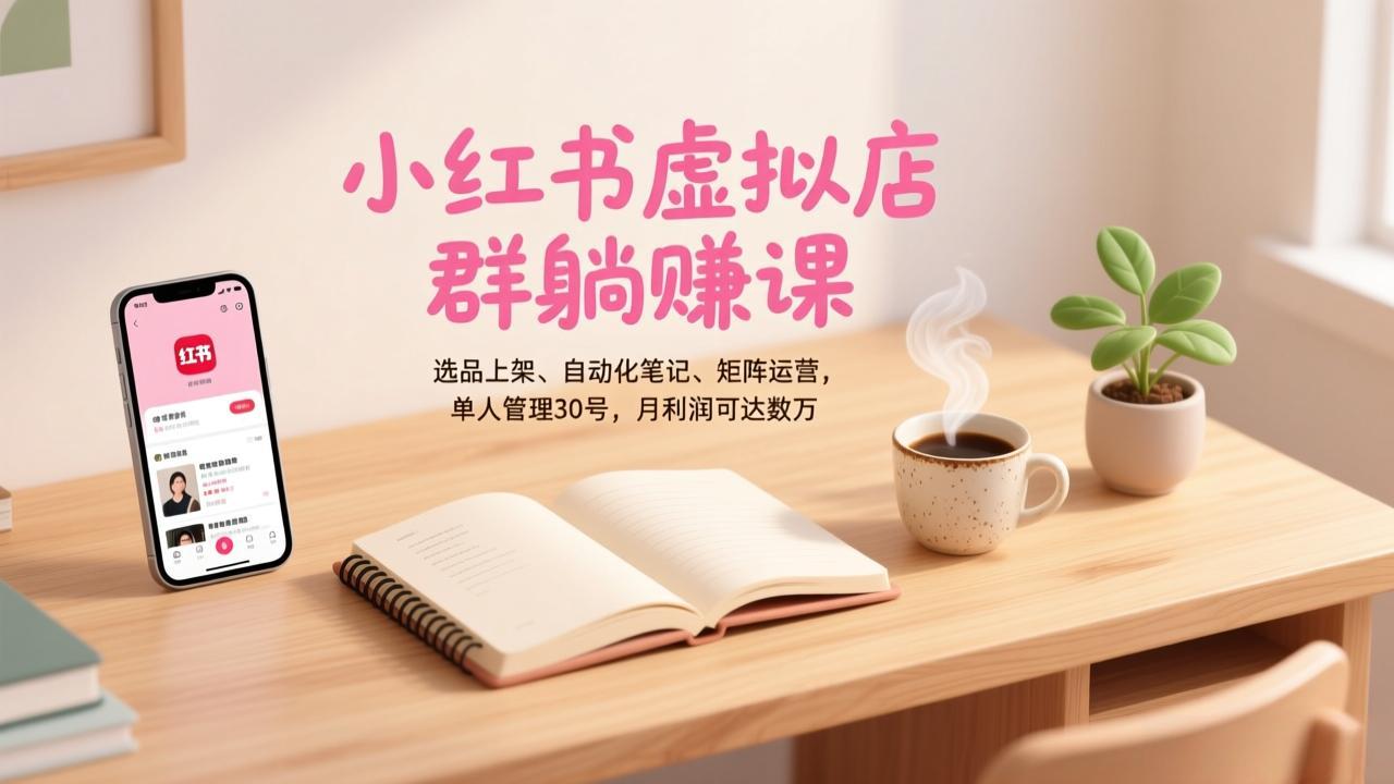 小红书虚拟店群躺赚课，选品上架、自动化笔记、矩阵运营，单人管理30号，月利润可达数万-百货大全