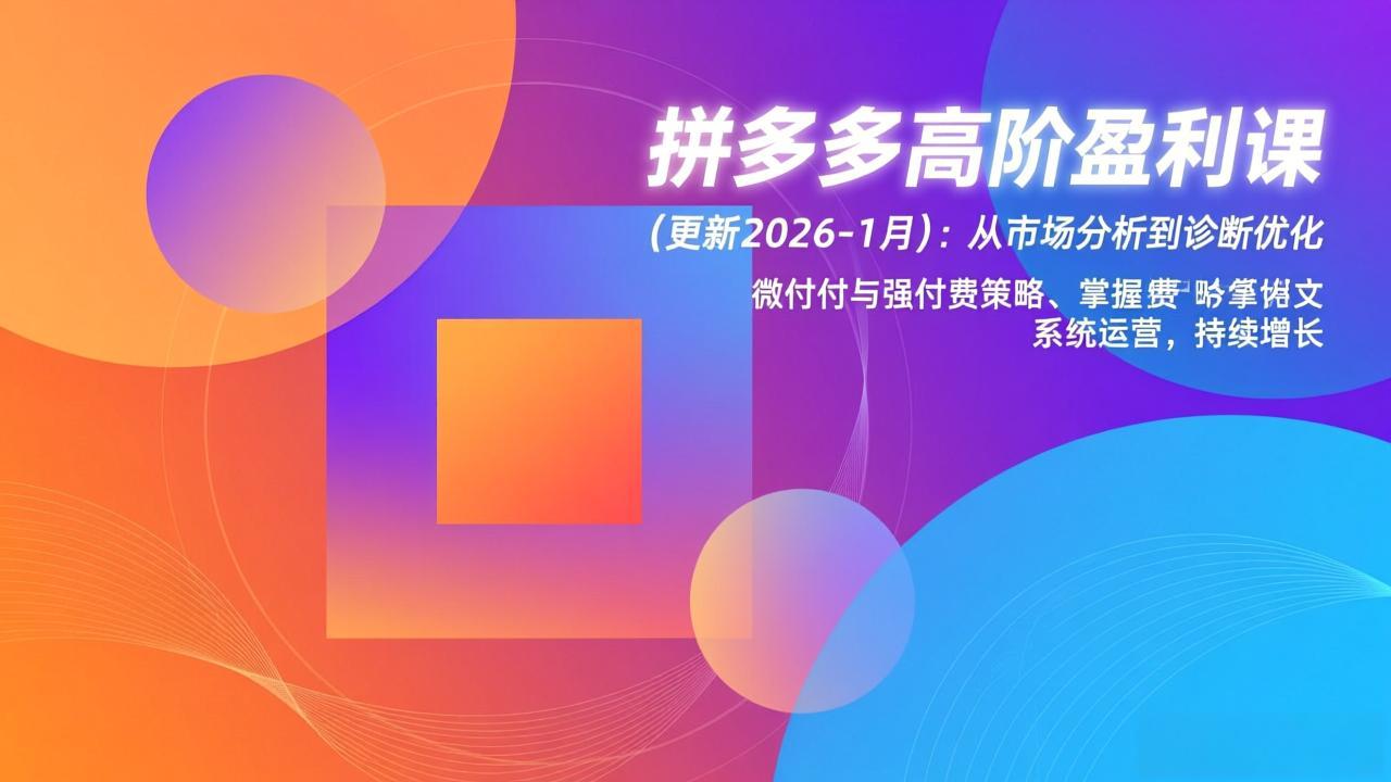 拼多多高阶盈利课(更新2026-1月-百货大全
