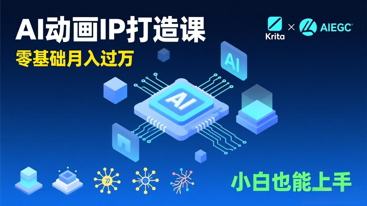 AI动画新手变现课，Krita+AIGC、模型训练、商单资源，零基础月入过万，小白也能上手-百货大全
