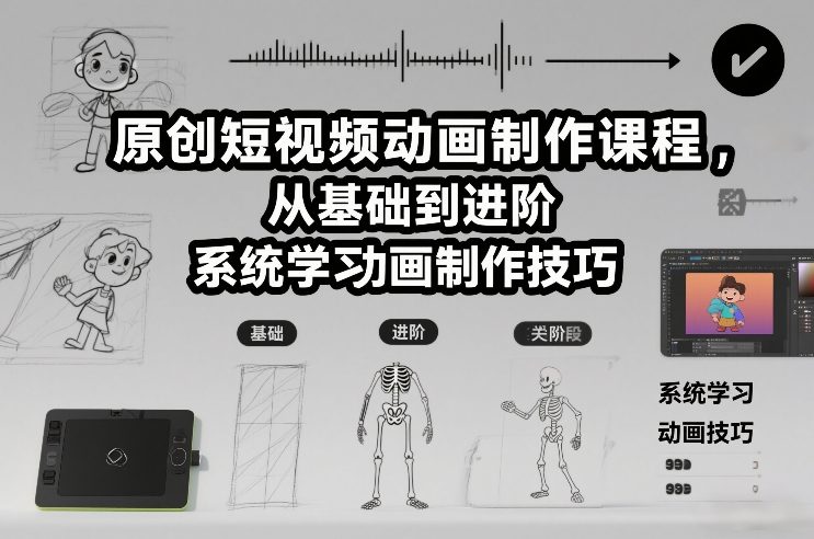 原创短视频动画制作课程，从基础到进阶，系统学习动画制作技巧-百货大全