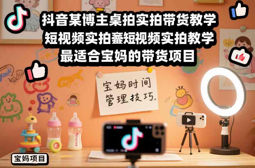 抖音某博主桌拍实拍带货教学，短视频实拍教学，最适合宝妈的带货项目-百货大全