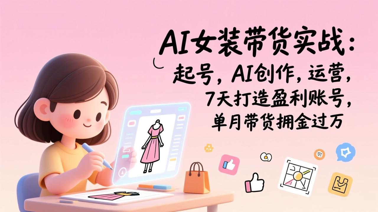 AI女装带货实战：起号，AI创作，运营，7天打造盈利账号，单月带货佣金过万-百货大全