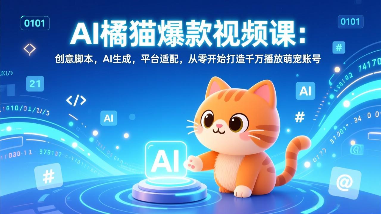 AI橘猫爆款视频课：创意脚本，AI生成，平台适配，从零开始打造千万播放萌宠账号-百货大全