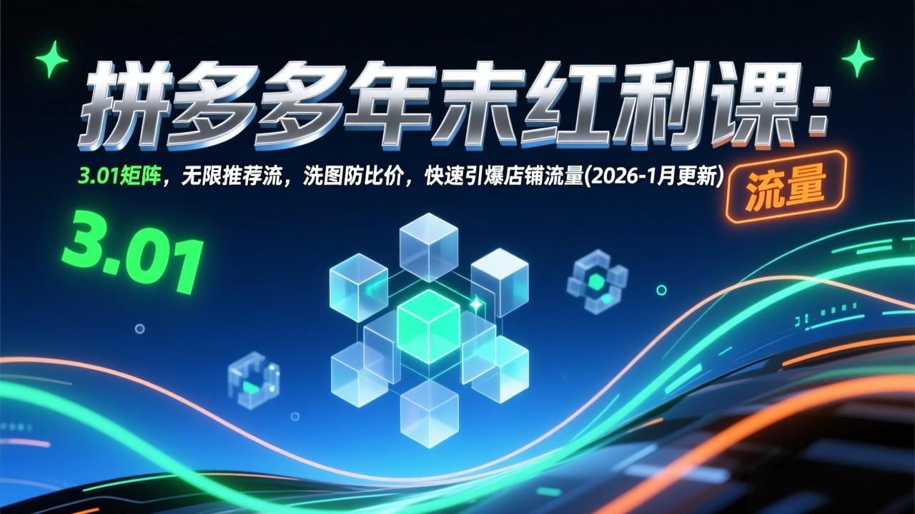 拼多多年末红利课：3.01矩阵，无限推荐流，洗图防比价，快速引爆店铺流量(2026-1月更新-百货大全