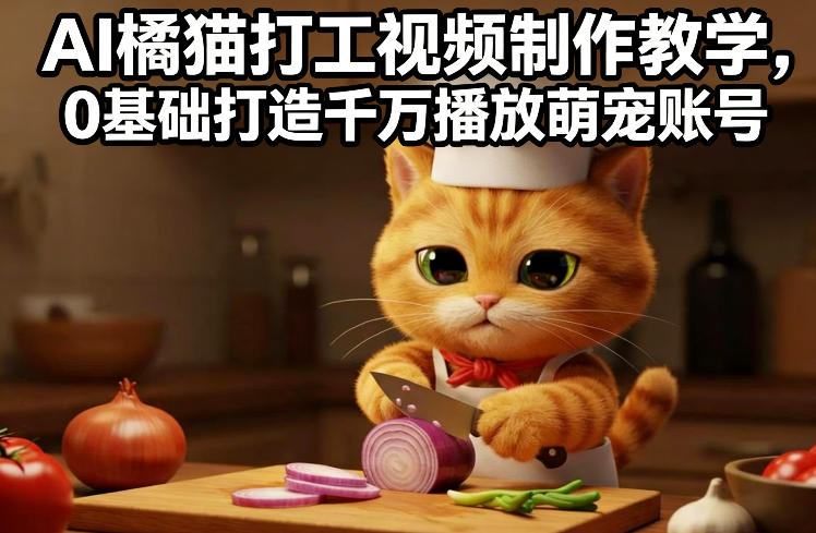 AI橘猫打工视频制作教学，流量狂飙，0基础打造千万播放萌宠账号-百货大全