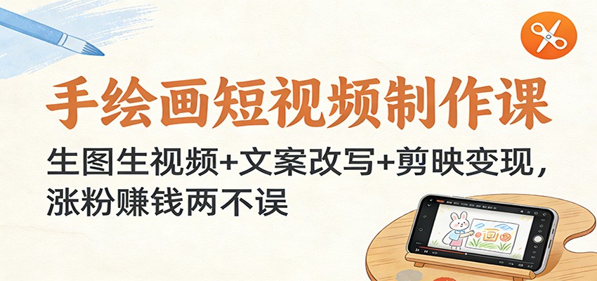 手绘画短视频制作课：生图生视频+文案改写+剪映变现，涨粉赚钱两不误-百货大全