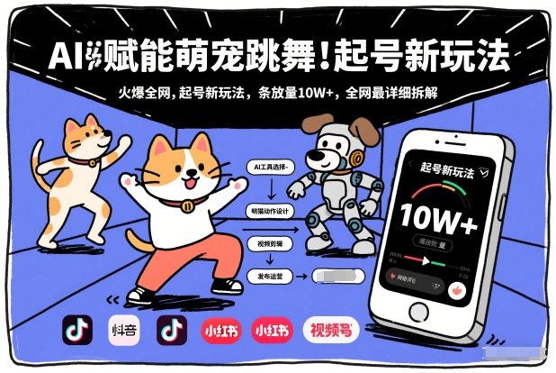 AI赋能萌宠跳舞，火爆全网，起号新玩法，条条播放量10W+，全网最详细拆解-百货大全