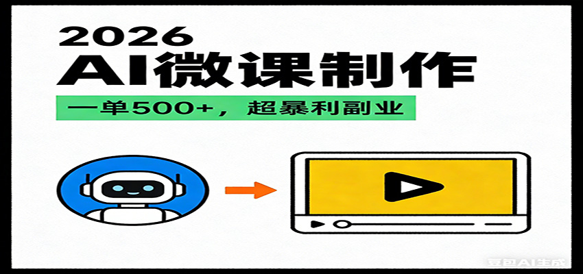 2026AI 风口最稳副业：微课代写制作，一单 500+，人人可做的蓝海项目-百货大全
