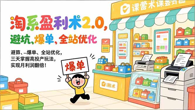 淘系盈利术2.0，避坑、爆单、全站优化，三天掌握高投产玩法，实现月利润翻倍！-百货大全