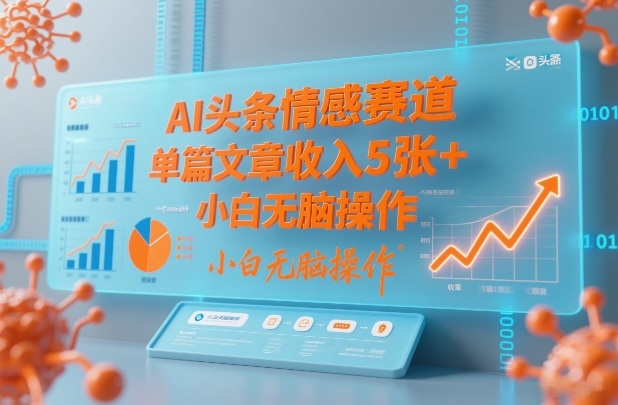 AI头条情感赛道，单篇文章收入5张+，小白无脑操作-百货大全