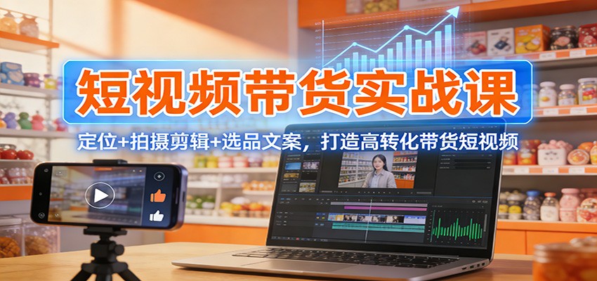 短视频带货实战课：定位+拍摄剪辑+选品文案，打造高转化带货短视频-百货大全