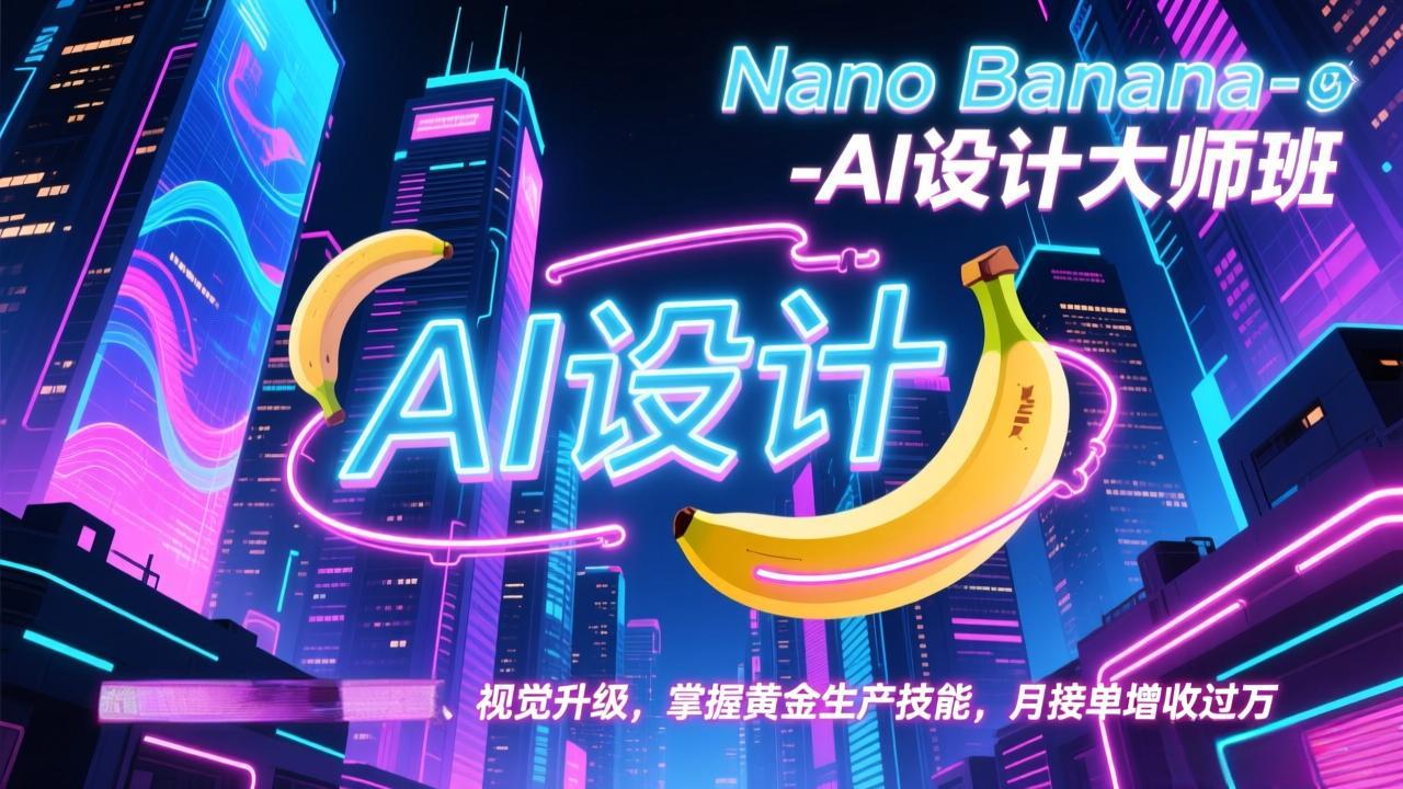 Nano Banana-AI设计大师班，修图合成、广告创作、视觉升级，掌握黄金生产技能，月接单增收过万-百货大全
