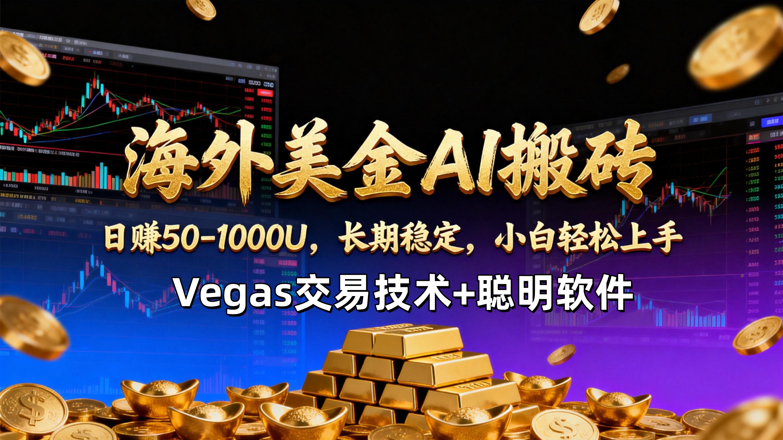 【海外美金AI搬砖】Vegas交易技术+聪明软件，日赚50-1000U，长期稳定，小白轻松上手。-百货大全