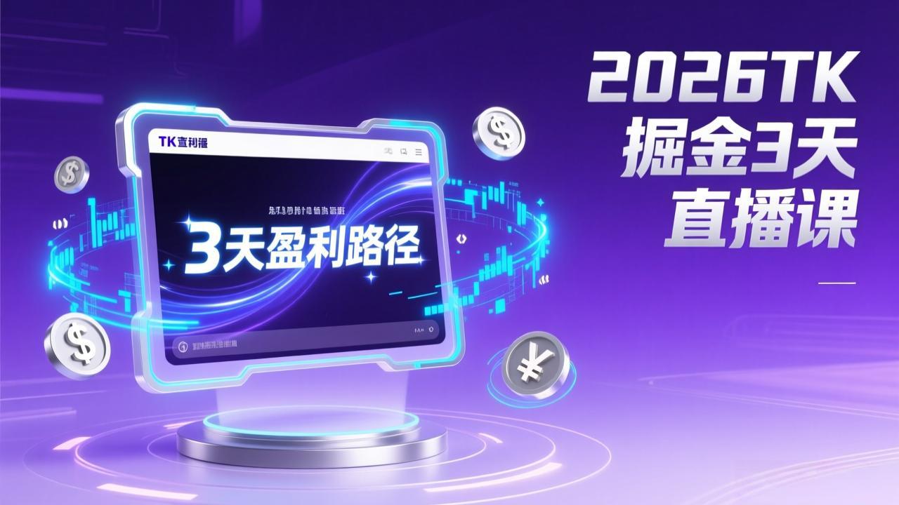 2026TK掘金直播课，起号涨粉+直播带货+商单变现+3天打通盈利路径，月入过万美金-百货大全