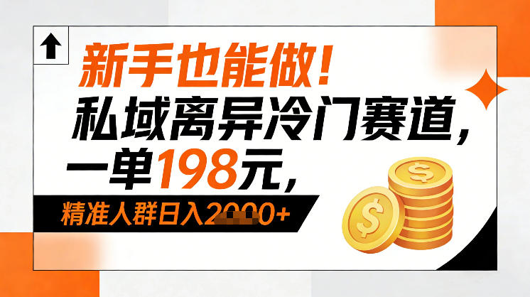新手也能做！私域离异冷门赛道，一单198，精准人群日入1k+-百货大全