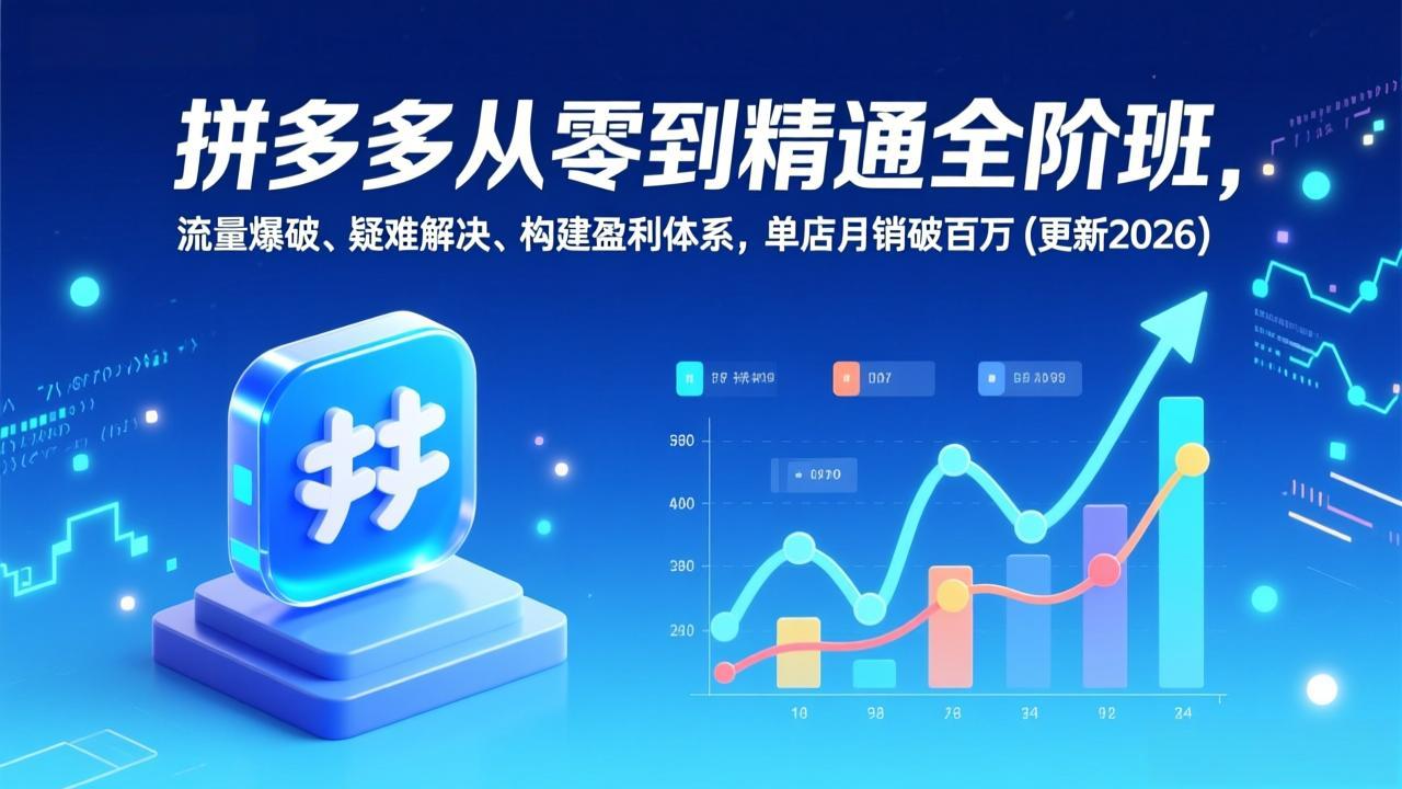 拼多多从零到精通全阶班，流量爆破、疑难解决，构建盈利体系，单店月销破百万(更新2026-百货大全