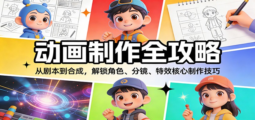 动画制作全攻略：从剧本到合成，解锁角色、分镜、特效核心制作技巧-百货大全