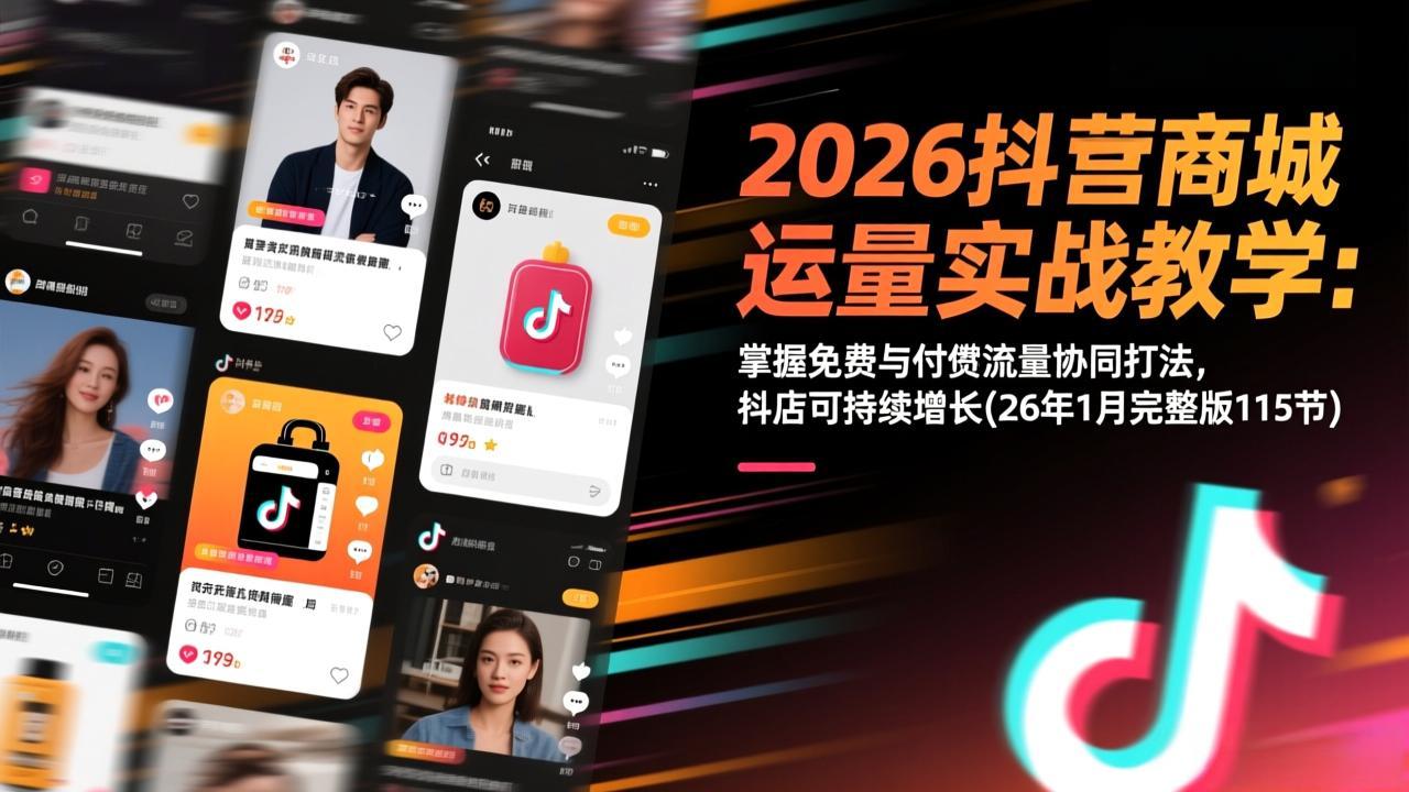 2026抖音商城运营实战教学：掌握免费与付费流量协同打法，抖店可持续增长(26年1月完整版115节-百货大全