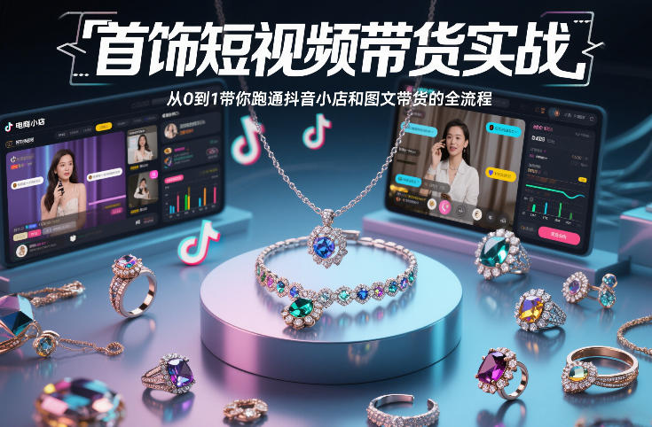 首饰短视频带货实战，从0到1带你跑通抖音小店和图文带货的全流程-百货大全