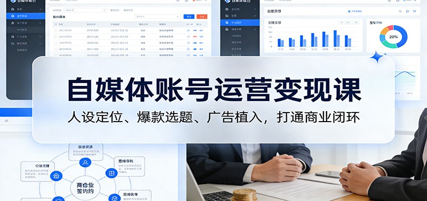 自媒体账号运营变现课：人设定位、爆款选题、广告植入，打通商业闭环-百货大全