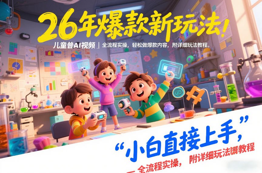 26年爆款新玩法，儿童科普AI视频，全流程实操，轻松做爆款内容，小白直接上手，附详细玩法教程-百货大全