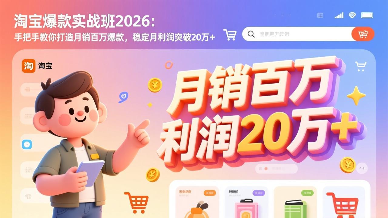 淘宝爆款实战班2026：手把手教你打造月销百万爆款，稳定月利润突破20万+-百货大全