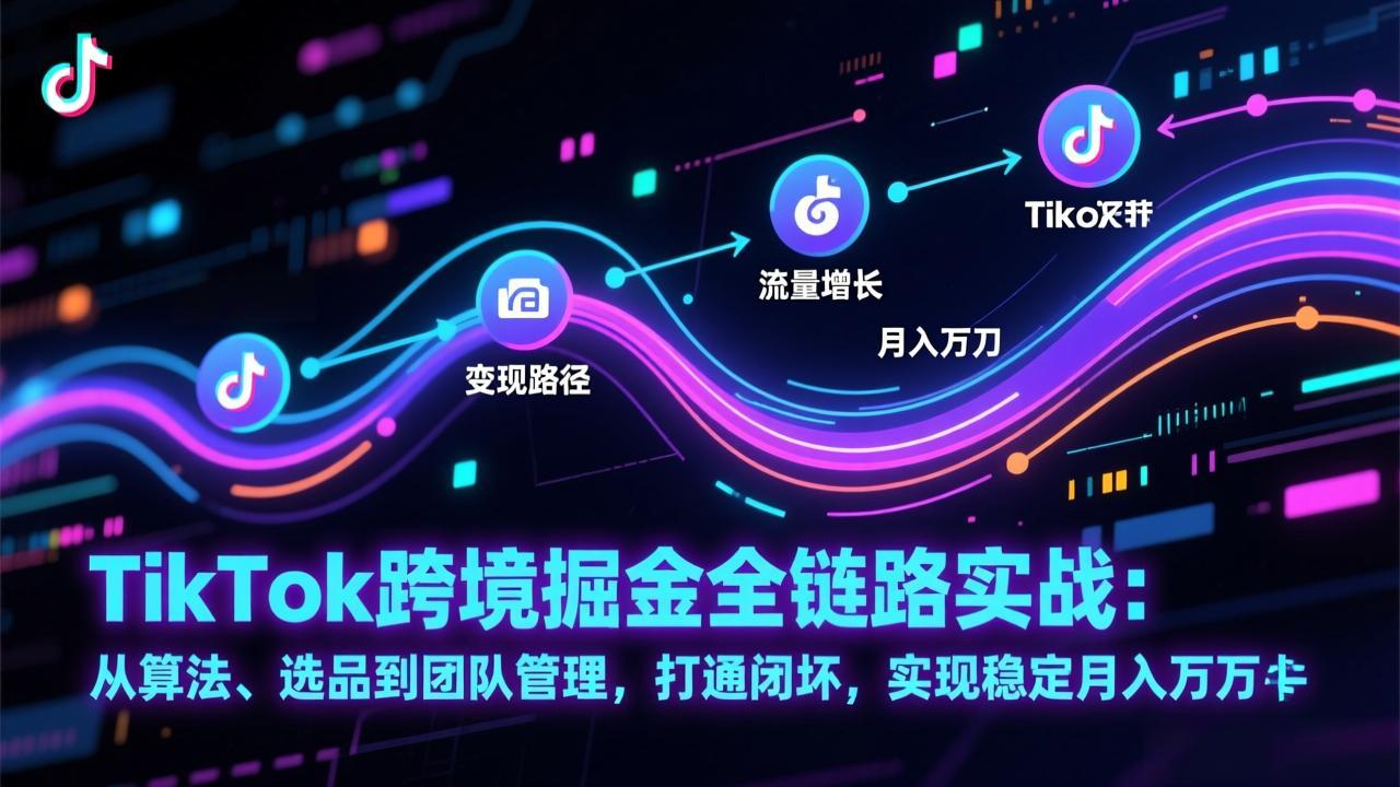 TikTok跨境掘金全链路实战：从算法、选品到团队管理，打通闭环，实现稳定月入万刀-百货大全