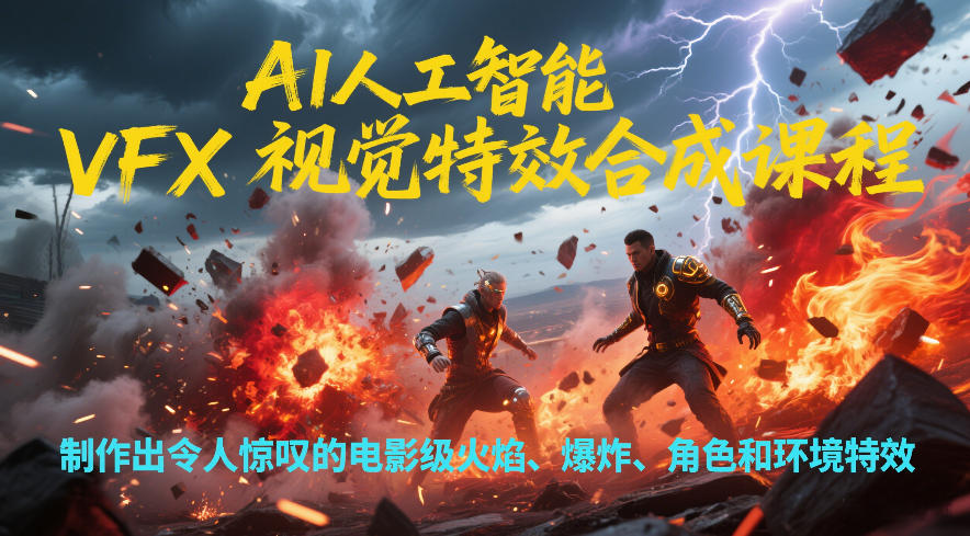 AI人工智能VFX视觉特效合成课程，制作出令人惊叹的电影级火焰、爆炸、角色和环境特效-百货大全