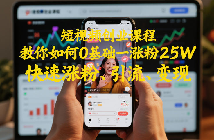 短视频创业课程，教你如何0基础一天涨粉25W，快速涨粉、引流、变现-百货大全