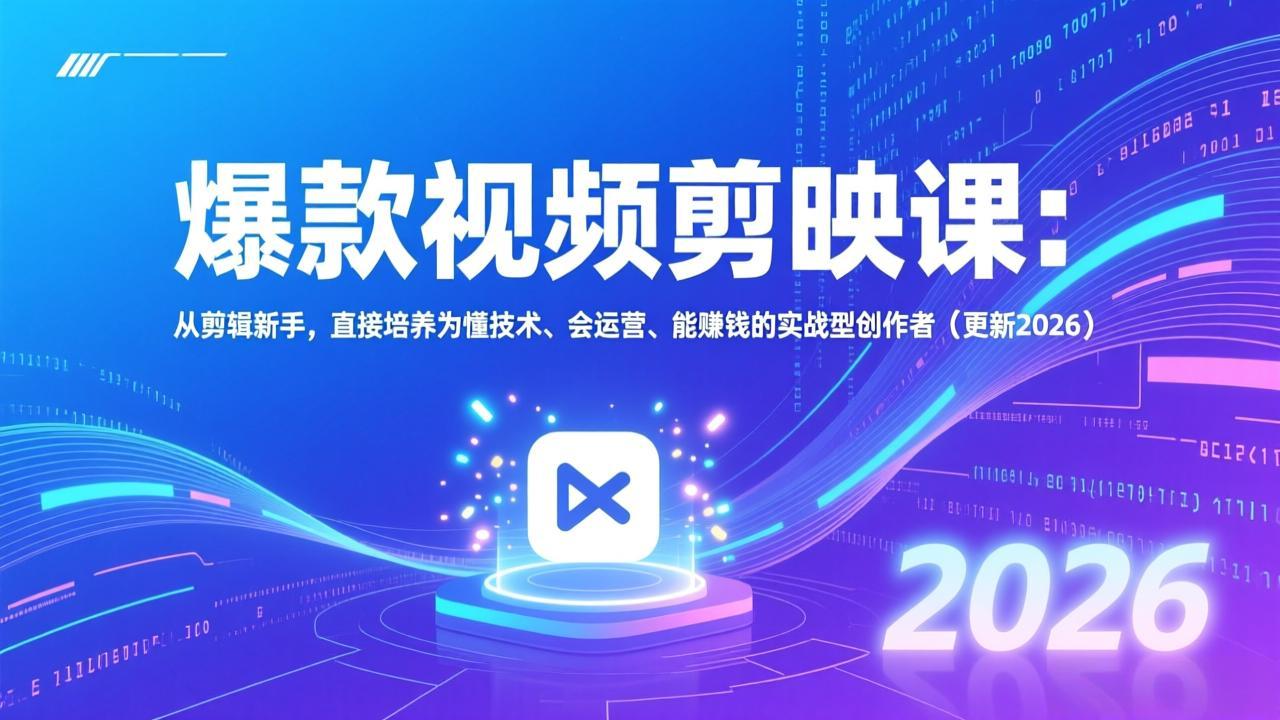 爆款视频剪映课：从剪辑新手，直接培养为懂技术、会运营、能赚钱的实战型创作者(更新2026-百货大全